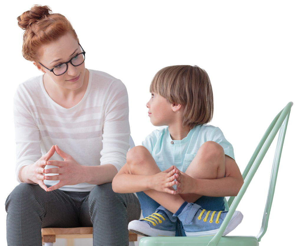 woman talking to child